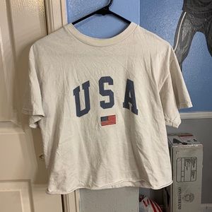White USA crop top from Pacsun